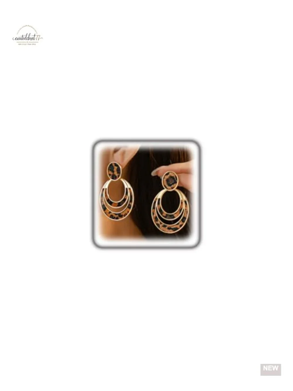 Vintage Leopard Drop Earrings Geometric Statement Dangle Earrings for Women